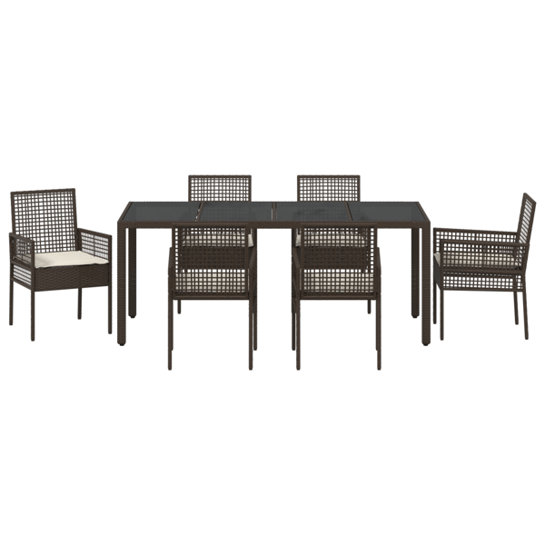 Trädgårdsmöbelset 7 pcs Brun konstrotting
