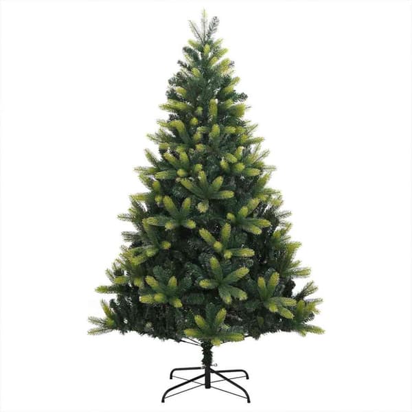 Konstgjort Fällbart Julträd 150 LEDs Grön 150 cm PVC och PE