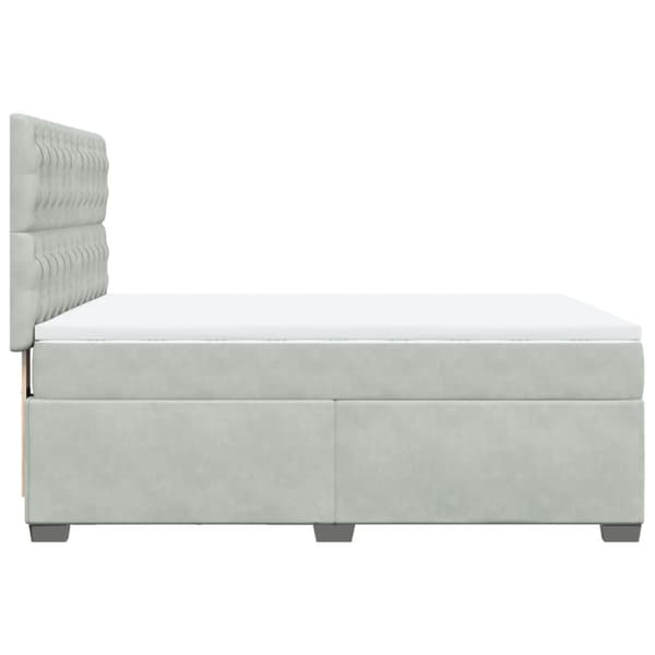 Ramsäng med madrass ljusgrå 140x190 cm sammet