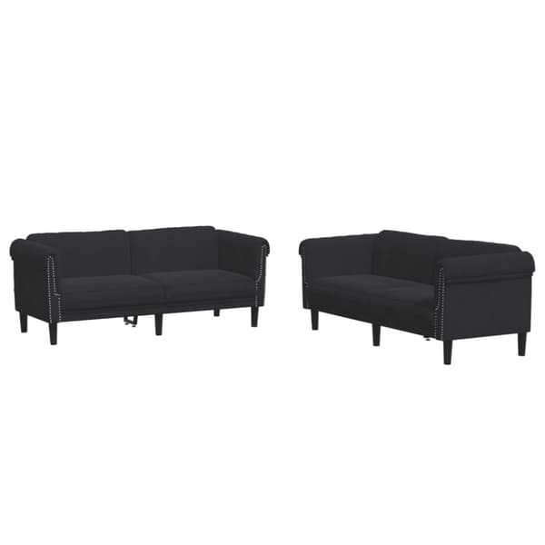 Soffgrupp 2 delar svart sammet