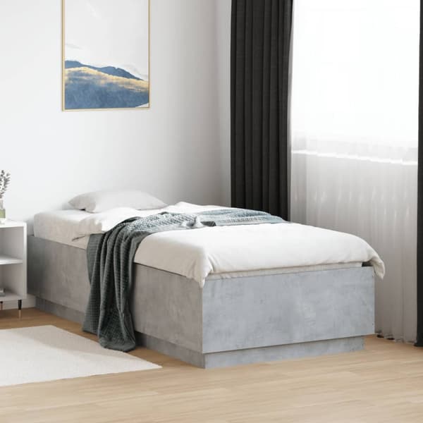 Sängram betonggrå 75x190 cm konstruerad trä