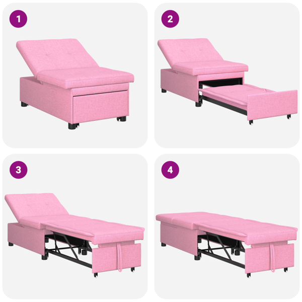 Pull Out Sofa Bed Rosa 194 x 50 x 82 cm tyg