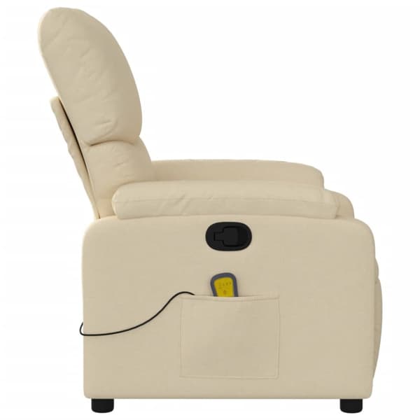 Massagefåtölj krämfärgad tyg