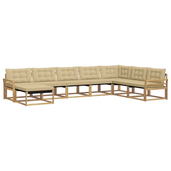 Utomhussoffset med kudde 8 pcs Vit och Beige