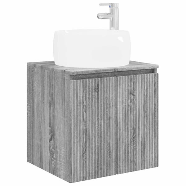 Badrumsskåpsset 4 st Grå Sonoma Konstruerat trä