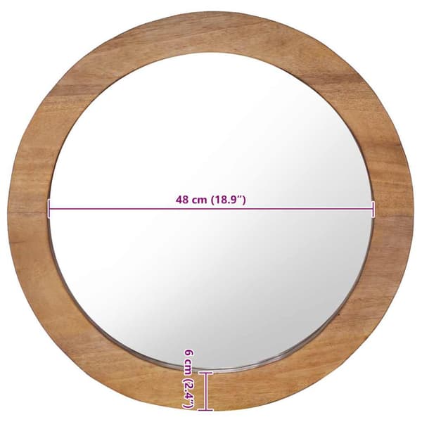 Väggspegel rund 60 cm teak
