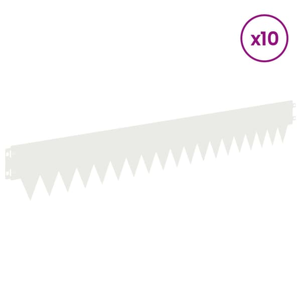 Kant för gräsmatta 10 pcs 103 x 15 cm metall Vit