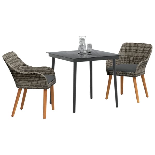 Trädgårdsmöbelset med kudde 3 pcs Grå konstrotting