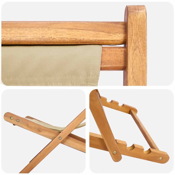 Strandstol Beige Massivt teakträ