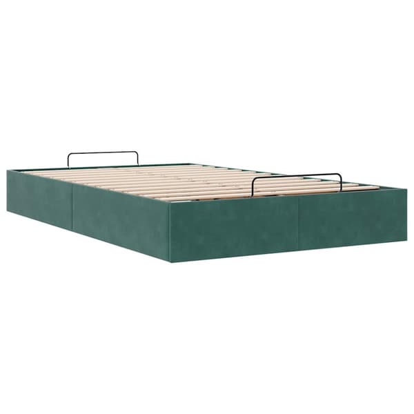 Ottoman sängram utan madrass mörkgrön 120x200 cm sammet