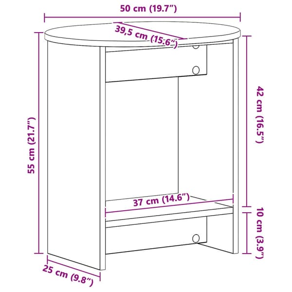 Sidobord Vit 50 x 39,5 x 55 cm Konstruerat trä