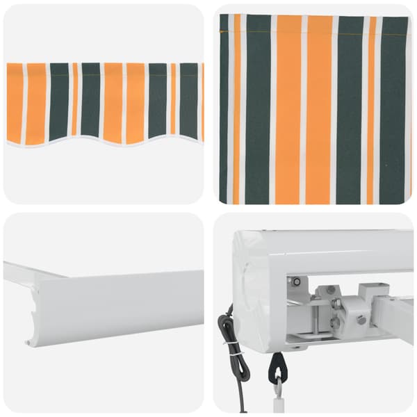 Utfällbar markis Grön och Vit 400 × 350 cm Polyester och Stål