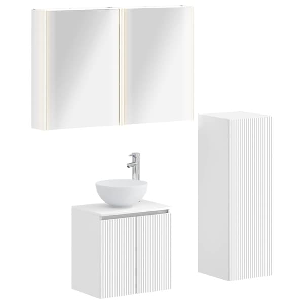 Badrumsmöbelset 4 pcs Vit Konstruerat trä och glas