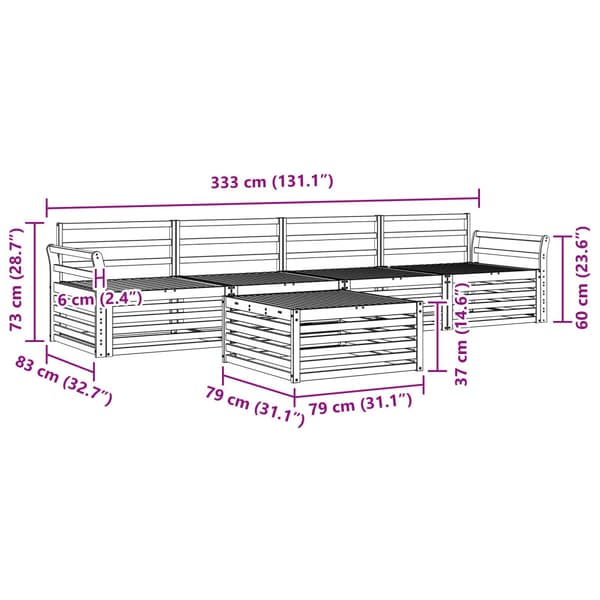 Utomhussoffset 5 pcs Naturfärg
