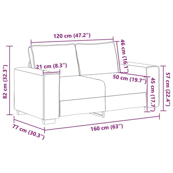 2-sitssoffa svart 160x77x82 cm tyg