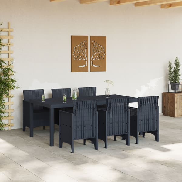 Trädgårdsmöbelset 7 pcs Antracit Polypropylen