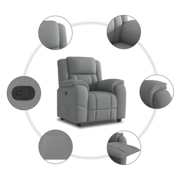 Reclinerfåtölj ljusgrå tyg
