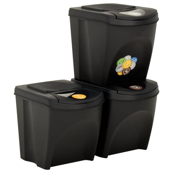 Staplingsbara soptunnor 3 st antracit 75 L