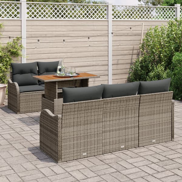 Trädgårdsoffset med lagring 6 pcs Grå Poly rattan