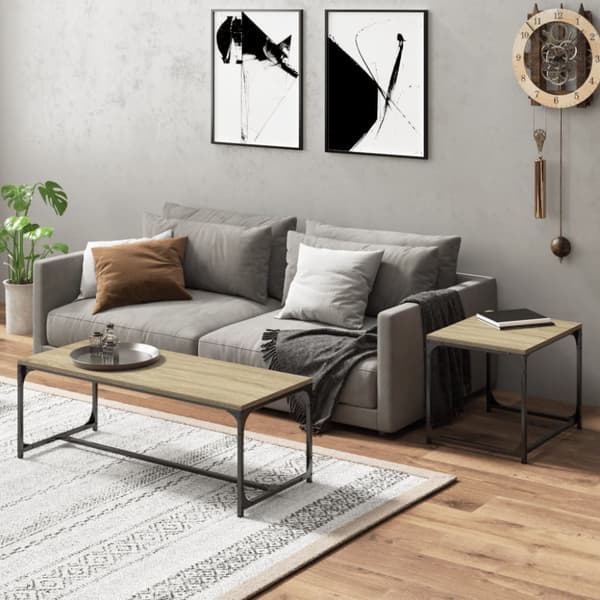 Soffbord 2 st Sonoma Ek Konstruerat Trä