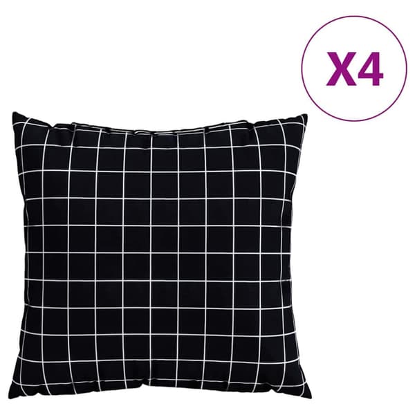 Spridda Kuddar 4 pcs Svart Rutigt 60 x 60 cm Polyester Tyg