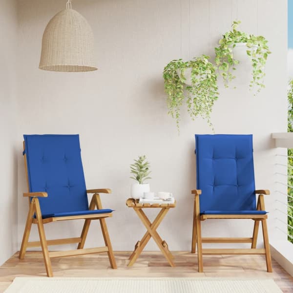 Fällbara fåtöljer med dynor, 2 st, massivt trä, teak