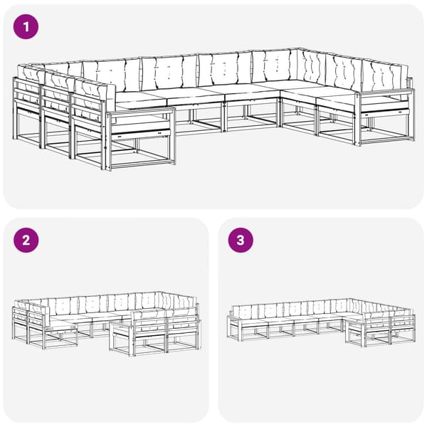 Utomhussoffset med kudde 9 pcs Vit och antracit