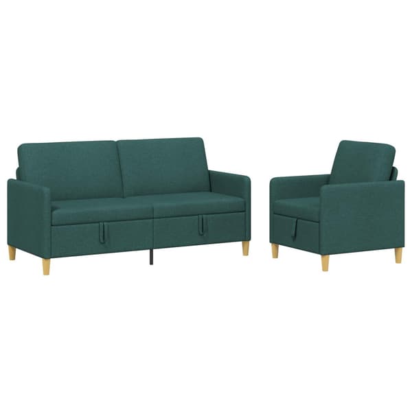 Soffgrupp med förvaring 2 pcs Mörkgrön Polyester