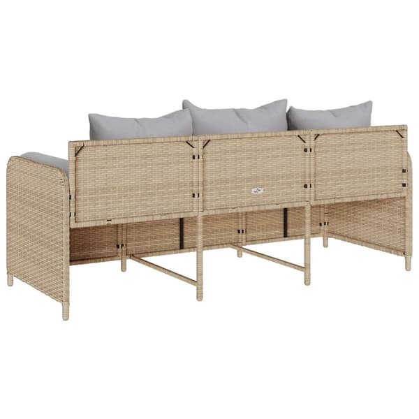 Trädgårdssoffa 3-sits med dynor konstrotting beige