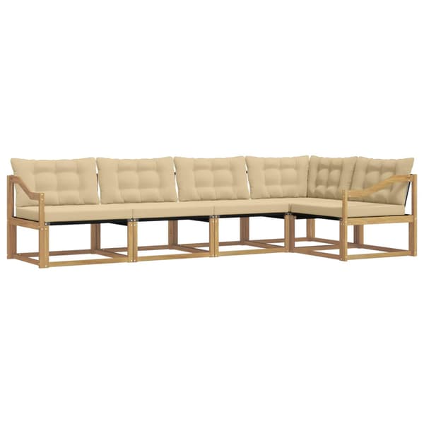 Utomhussoffset med kudde 5 pcs Vit och Beige