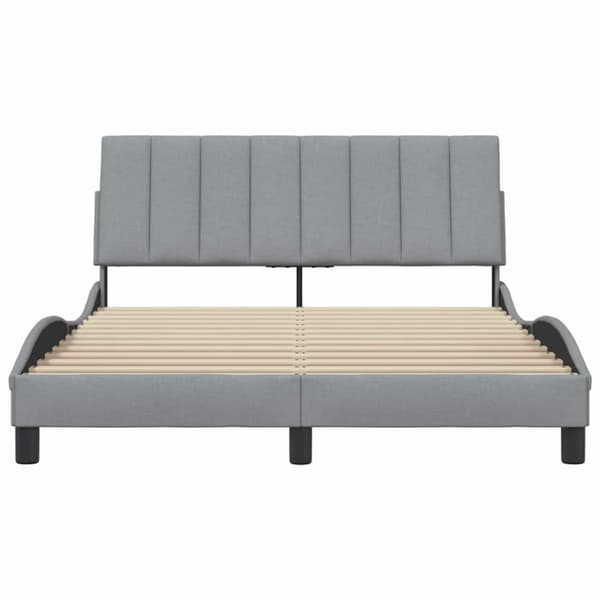 Bed Frame without Mattress "Hanko" Light Grey 140x190 cm Fabric