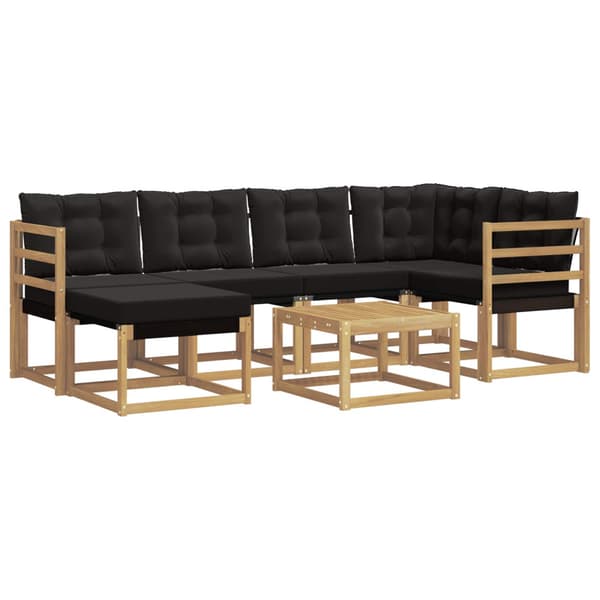 Utomhussoffset med kudde 7 pcs Vit och svart