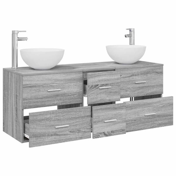 Badrumsskåpsset 3 st Grå Sonoma 49,5 x 41 x 64,5 cm