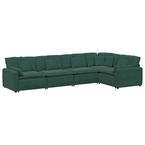 Modulsoffa med dynor sammet mörkgrön