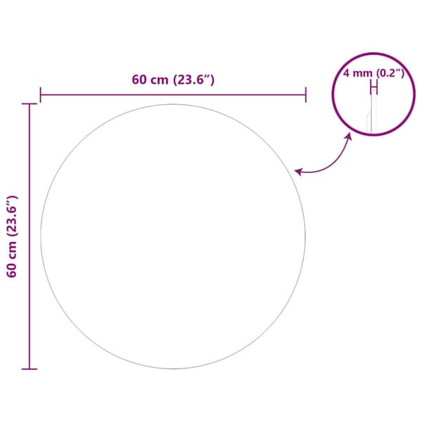 Väggspegel Rund Ø 60 cm härdat glas