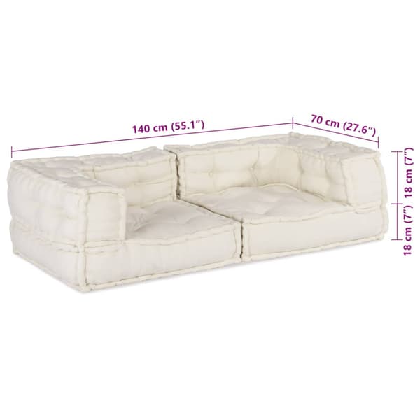 2-sits modulsoffakrämfärgat tyg 140x70x36