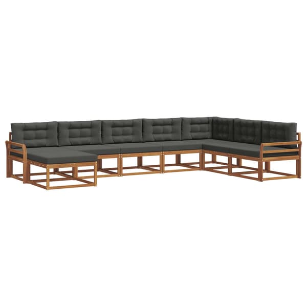 Utomhussoffset med kudde 8 pcs Naturlig och Antracit