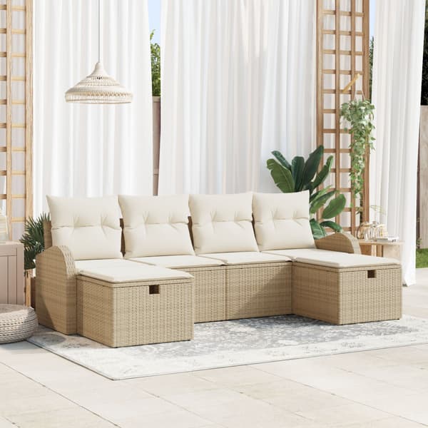 Soffset 6 st Beige och gräddfärgad konstrotting
