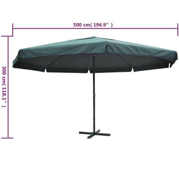 Parasoll aluminium grön 500 cm
