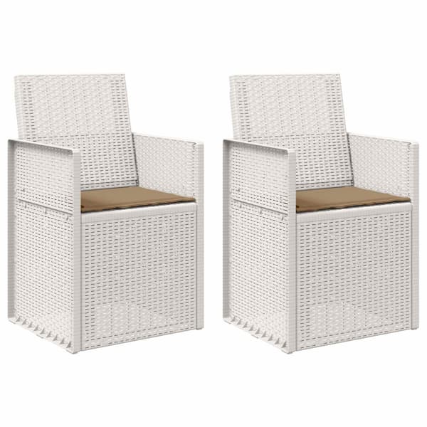 Trädgårdsmatstolar 2 pcs Vit och taupe PP