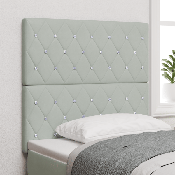LED huvuddyna med LED-ljusslingor Ljusgrå 80 cm Sammet