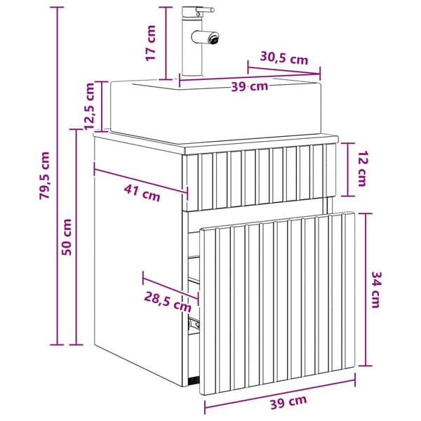 Väggmonterad Handfat Vanity Vit 39 x 41 x 62,5 cm