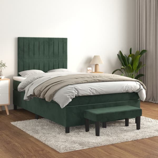 Ramsäng med madrass mörkgrön 120x190 cm sammet