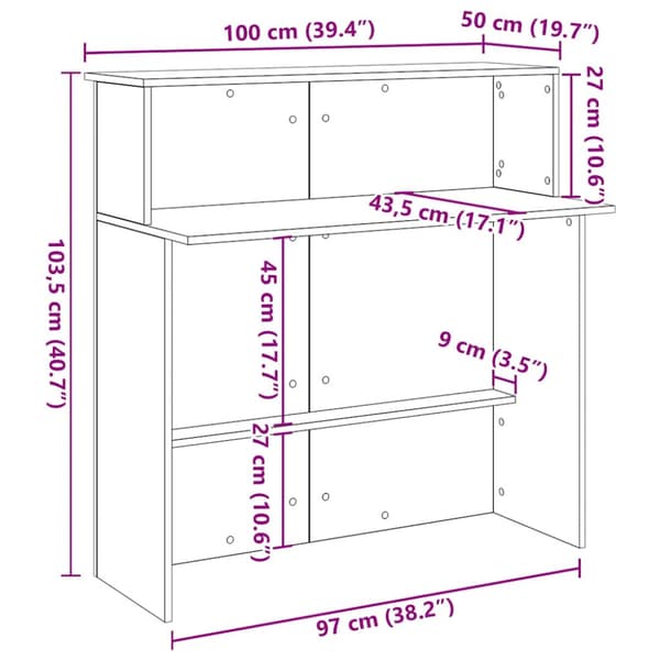 Receptionsdisk grå sonoma 100x50x103,5 cm konstruerat trä