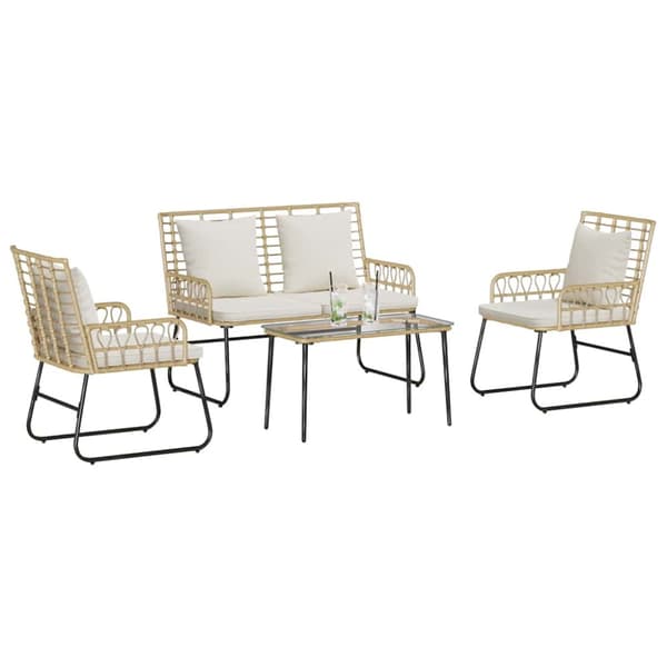Trädgårdsmöbelset 4 pcs Svart och Anthracit konstrotting