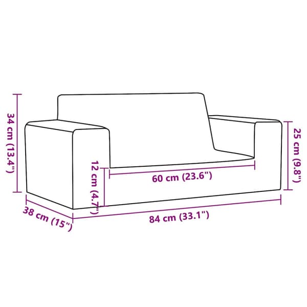Barnsoffa 2-sits rosa mjuk plysch