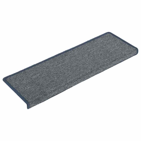 Trappmattor 30 st 65x21x4 cm ljusgrå och blå rektangulär kant
