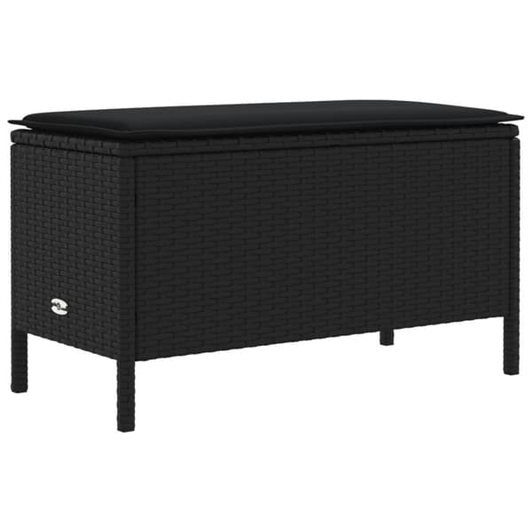 Möbelset med kudde 7 pcs Svart PE Rattan