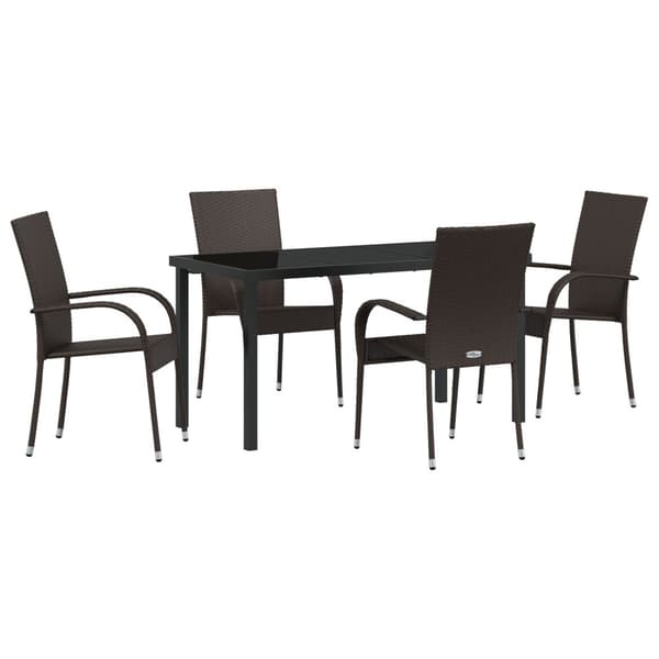 Trädgårdsmöbelset 5 pcs Brun Pulverlackerat stål