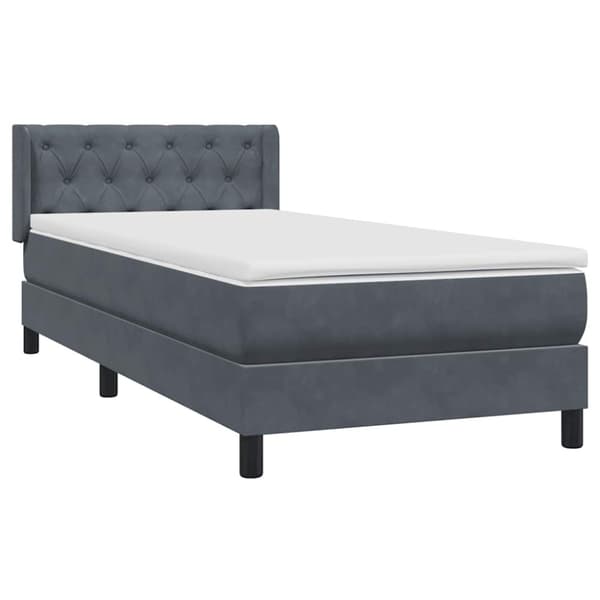 Ramsäng med madrass mörkgrå 80x220 cm sammet
